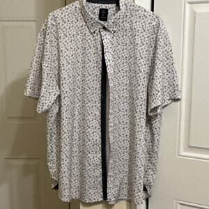 Michael Strahan Men's XXL Slim Floral Short Sleeve Button-Up Point Collar